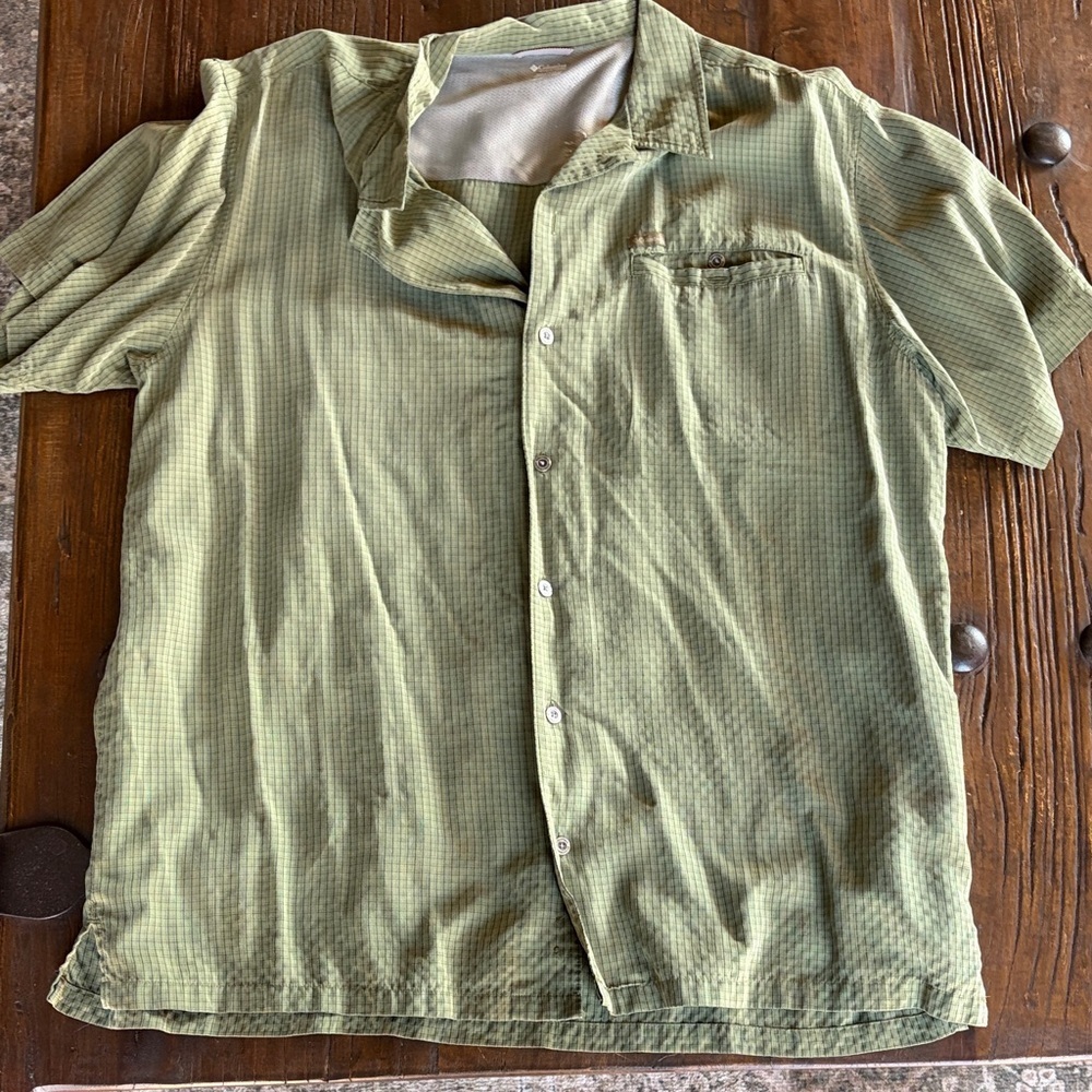 Men's Casual Green Checkered Shirt Fishing Shirt